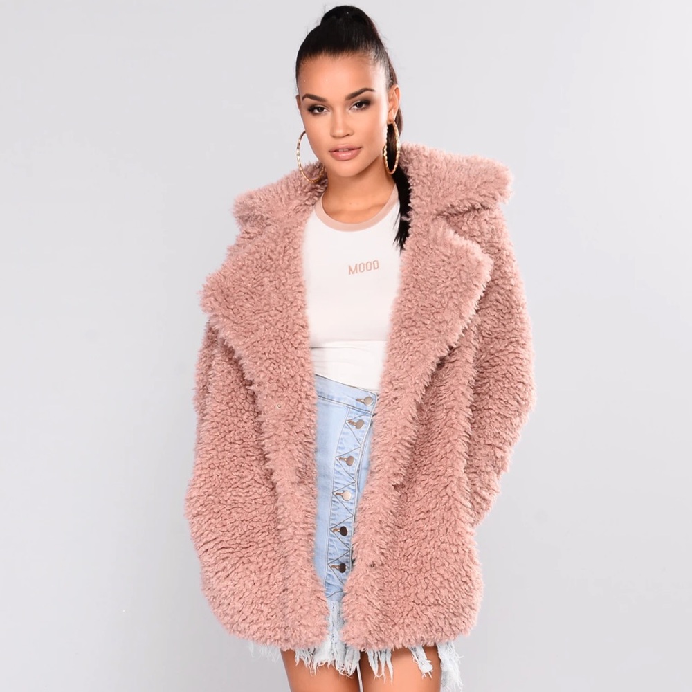 Cozy Knit Coat. Dusty Pink. Size M/L